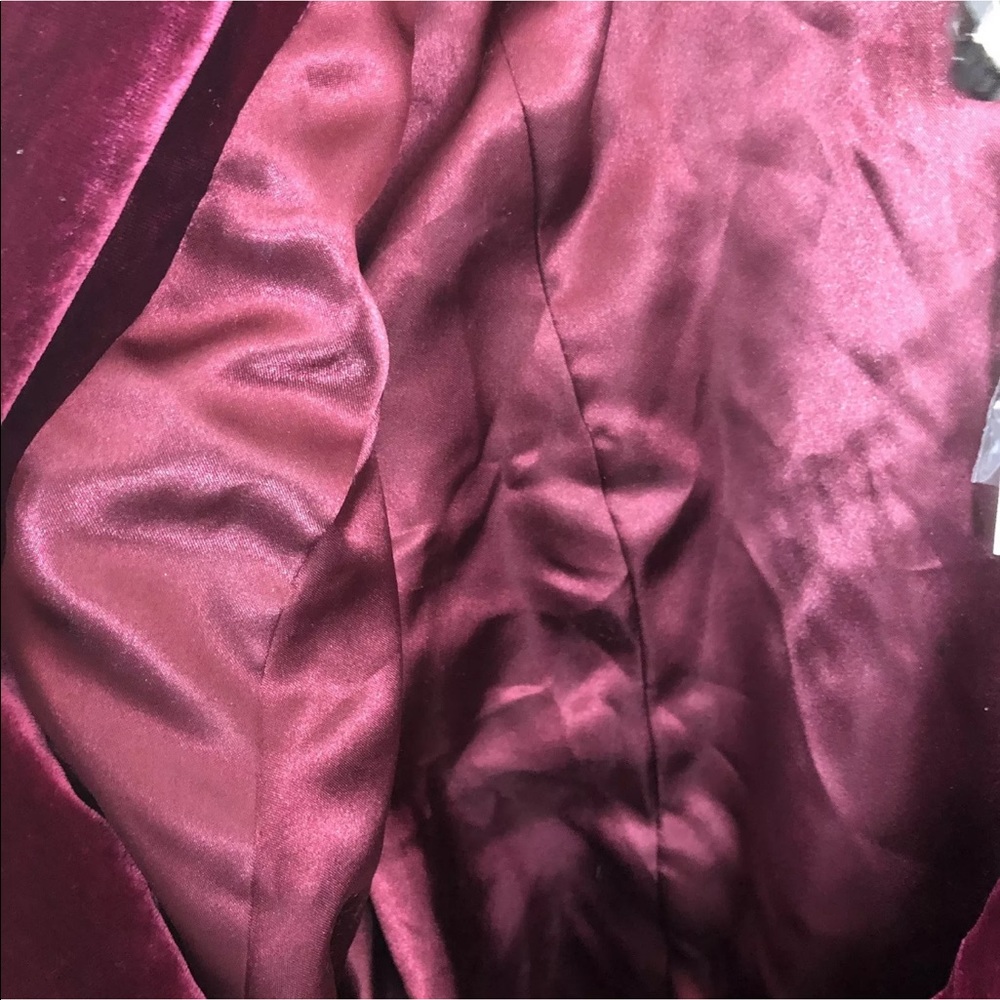 Lane Bryant Crushed Velvet blazer burgundy H - Picture 5 of 8